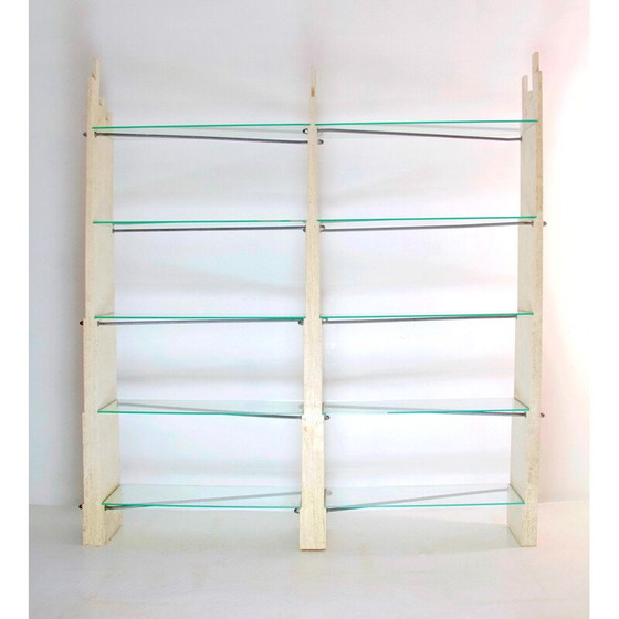 Image 1 of Unité murale sculpturale en travertin vintage, Italie 1970