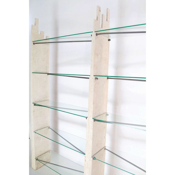 Image 1 of Unité murale sculpturale en travertin vintage, Italie 1970