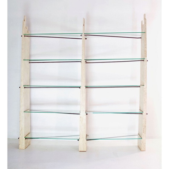 Image 1 of Unité murale sculpturale en travertin vintage, Italie 1970