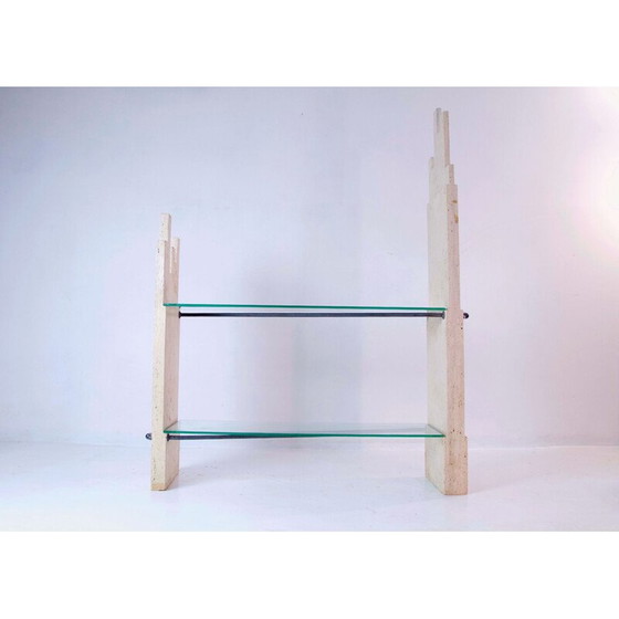 Image 1 of Unité murale sculpturale en travertin vintage, Italie 1970