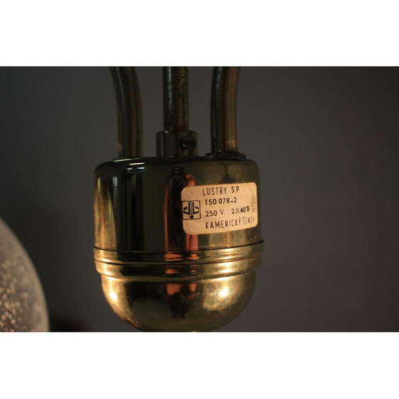 Image 1 of Suspension vintage en laiton et verre par Kamenický Šenov, République Tchèque 1970