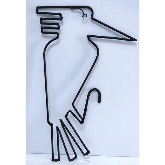 Image 1 of Décoration murale moderniste vintage en métal avec oiseau, 1960