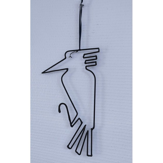 Image 1 of Décoration murale moderniste vintage en métal avec oiseau, 1960