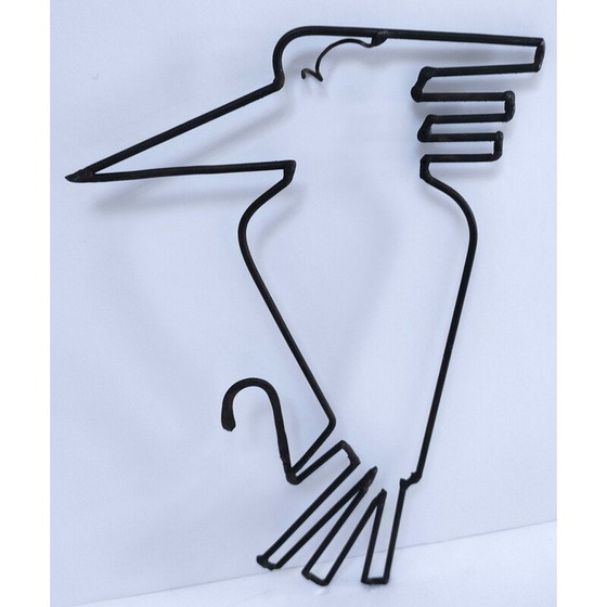 Image 1 of Décoration murale moderniste vintage en métal avec oiseau, 1960