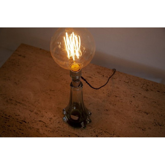 Image 1 of Lampe de table vintage en verre vert du Val Saint Lambert, années 1950