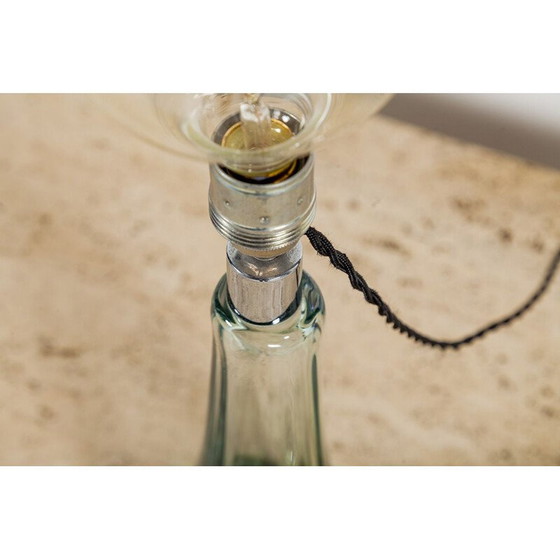 Image 1 of Lampe de table vintage en verre vert du Val Saint Lambert, années 1950
