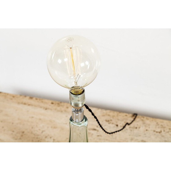 Image 1 of Lampe de table vintage en verre vert du Val Saint Lambert, années 1950