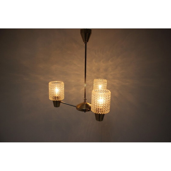 Image 1 of Lampe suspendue vintage en laiton et métal par Kamenicky Senov, Tchécoslovaquie 1970