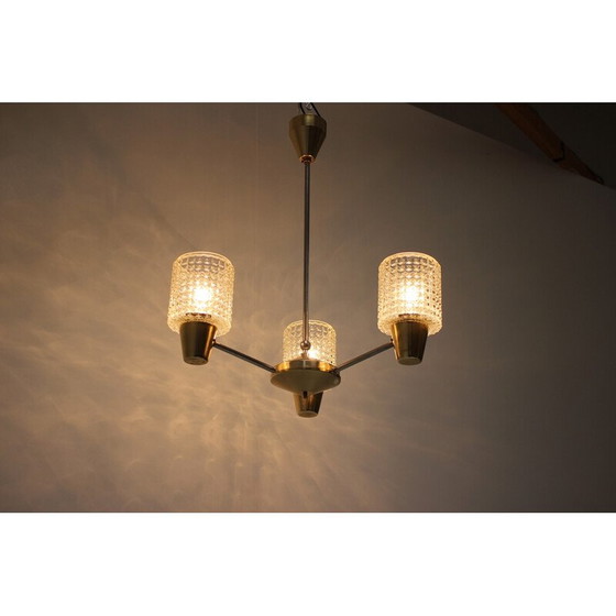 Image 1 of Lampe suspendue vintage en laiton et métal par Kamenicky Senov, Tchécoslovaquie 1970