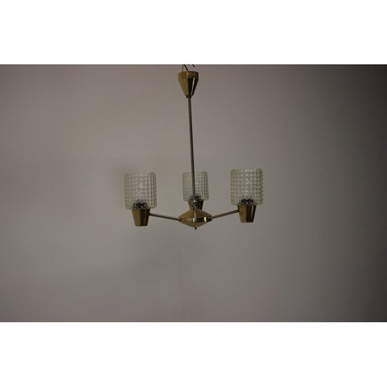 Image 1 of Lampe suspendue vintage en laiton et métal par Kamenicky Senov, Tchécoslovaquie 1970