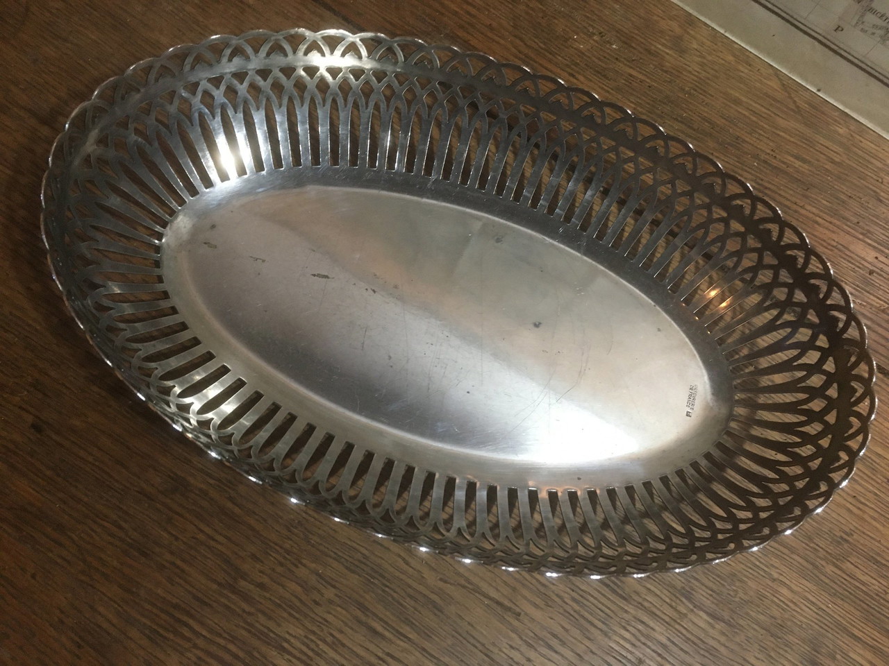 Corbeille à Pain Ou Plateau De Fruits Vintage Saglier – Métal Argenté, France