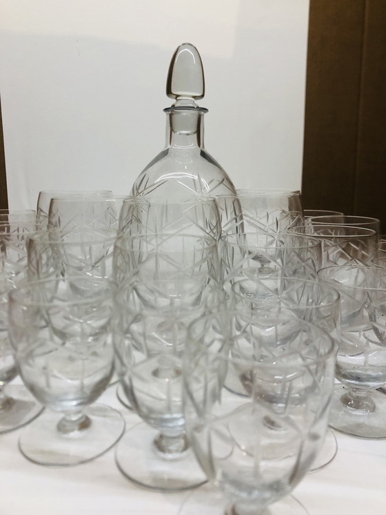 Image 1 of Service En Cristal Taillé Avec Carafe