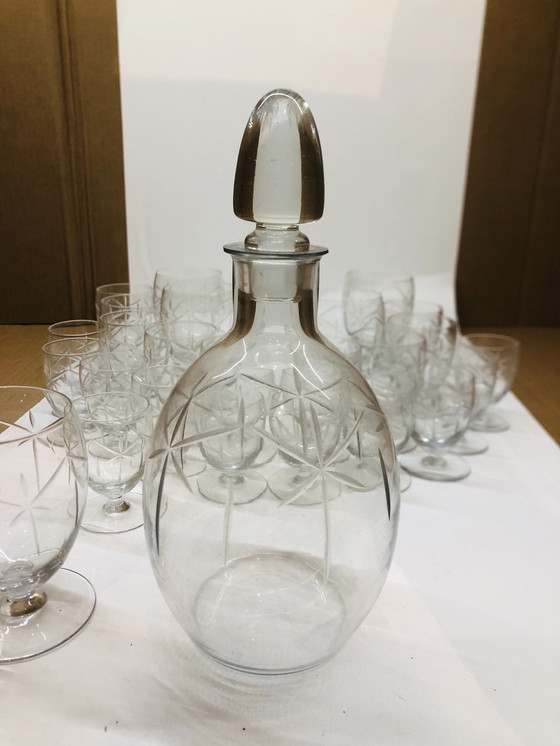 Image 1 of Service En Cristal Taillé Avec Carafe