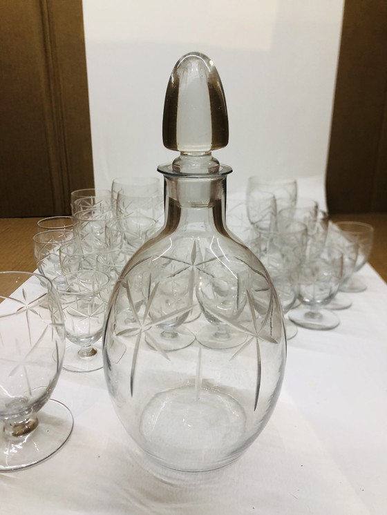 Image 1 of Service En Cristal Taillé Avec Carafe