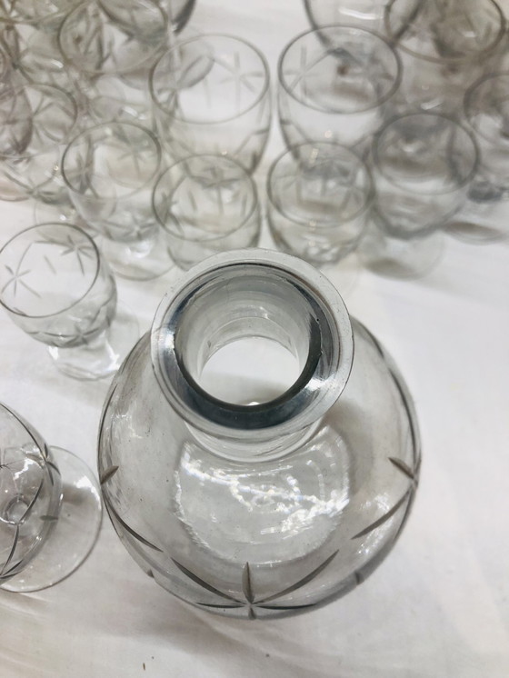 Image 1 of Service En Cristal Taillé Avec Carafe