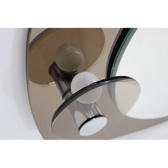 Image 1 of Miroir mural vintage avec lumières intégrées, Italie 1970