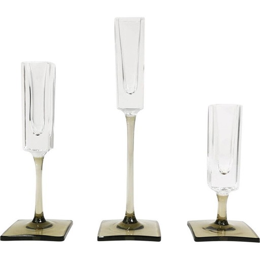 Ensemble de 3 bougeoirs en cristal vintage par Rosenthal pour G. Jensen, Allemagne 1970