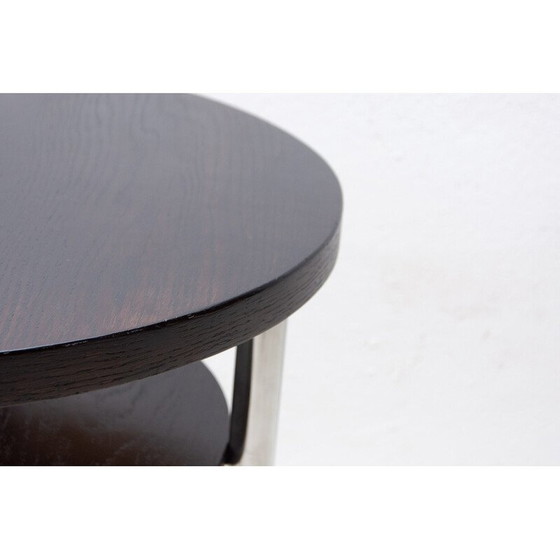 Image 1 of Table basse vintage en métal chromé et chêne par Robert Slezak pour Kovona, Tchécoslovaquie années 1930