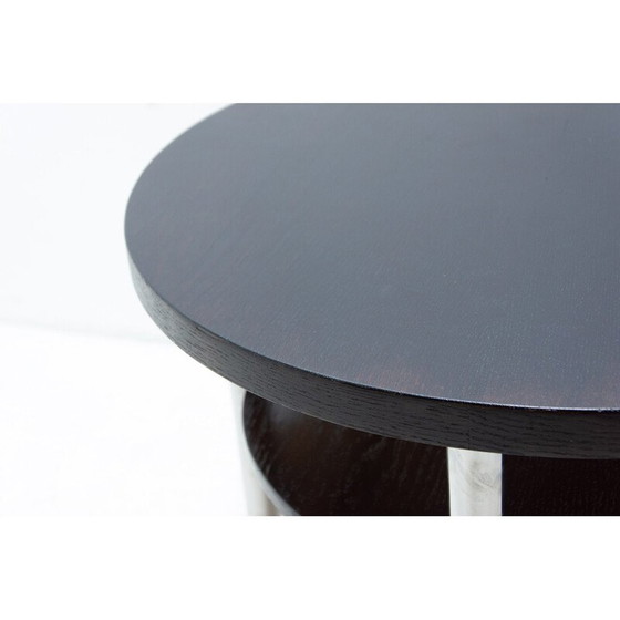 Image 1 of Table basse vintage en métal chromé et chêne par Robert Slezak pour Kovona, Tchécoslovaquie années 1930