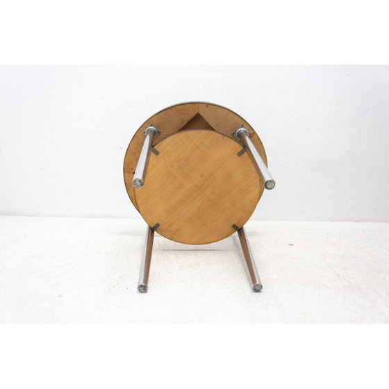 Image 1 of Table basse vintage en métal chromé et chêne par Robert Slezak pour Kovona, Tchécoslovaquie années 1930