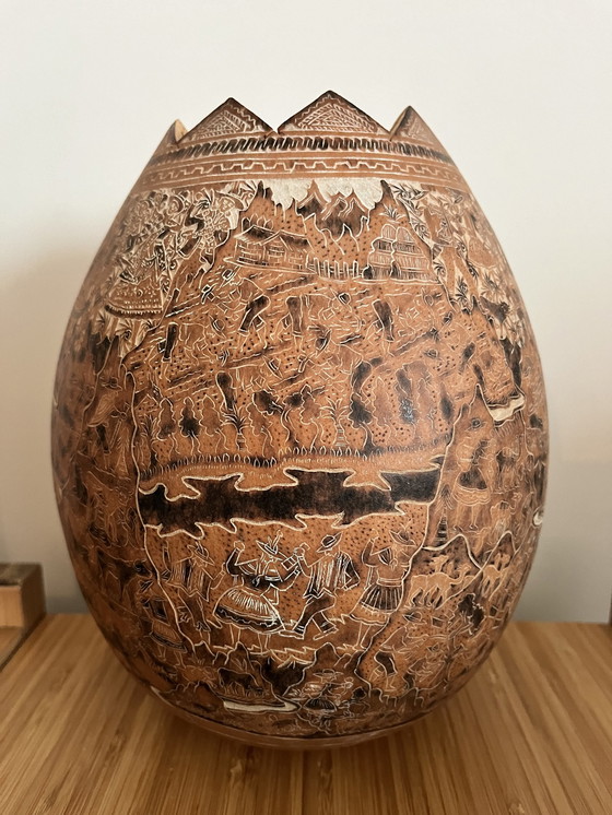 Image 1 of Gourde vintage Guarani Indian sculptée à la main