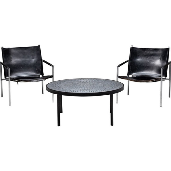 Image 1 of Table basse vintage en mosaïque et aluminium par Raf Verjans, Belgique 1970