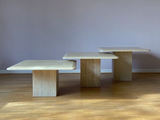 Image 1 of Travertine Set de table Pierre naturelle Table de salon Side Table