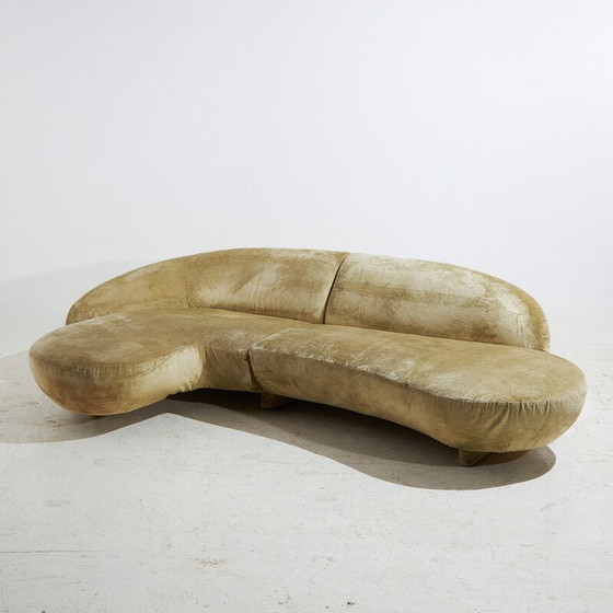 Image 1 of Canapé d'angle vintage 3 places en velours par Roberto Lazzeroni pour Ipe Cavalli, Italie 1996