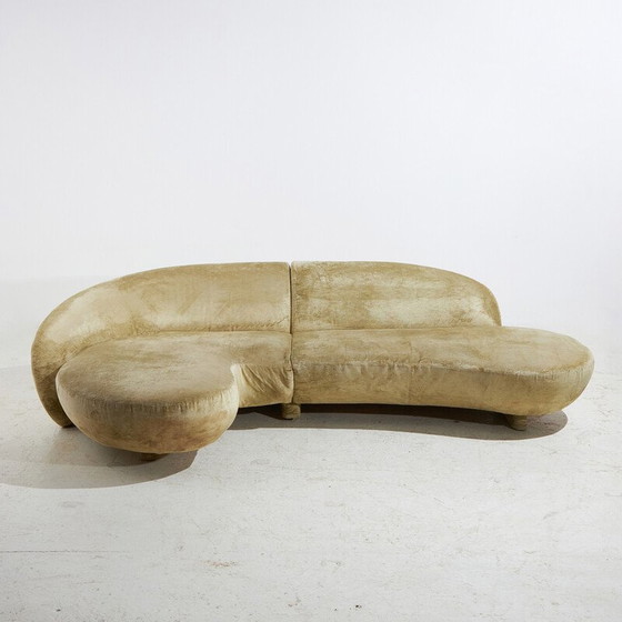 Image 1 of Canapé d'angle vintage 3 places en velours par Roberto Lazzeroni pour Ipe Cavalli, Italie 1996