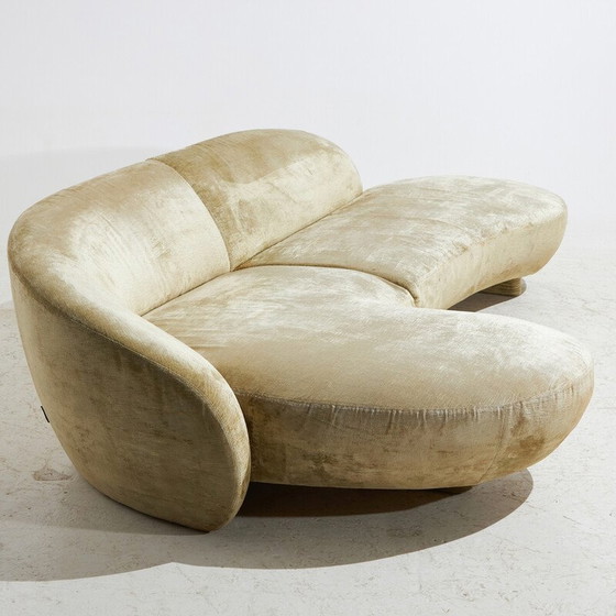 Image 1 of Canapé d'angle vintage 3 places en velours par Roberto Lazzeroni pour Ipe Cavalli, Italie 1996