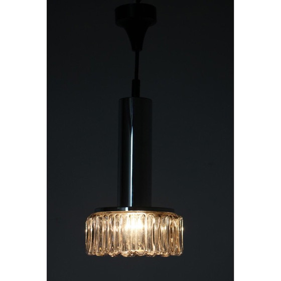 Image 1 of Lampe suspendue vintage en chrome et verre, Allemagne, années 1980