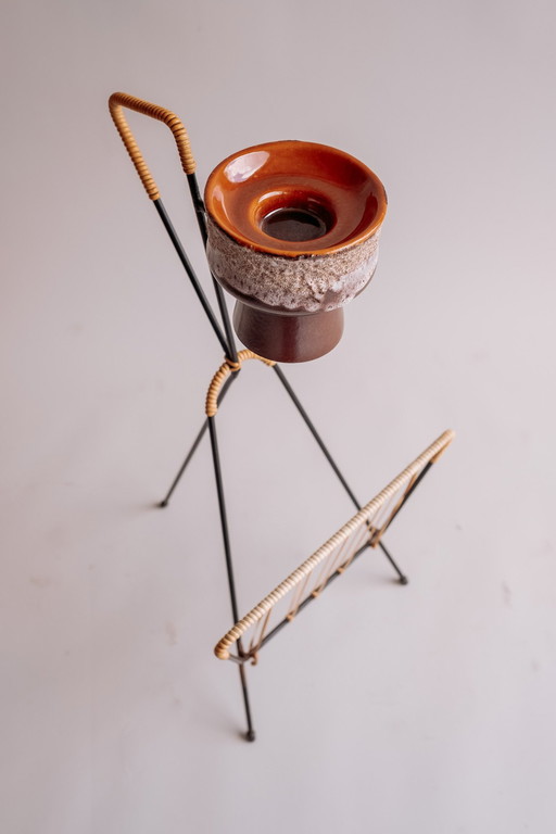 Support de lecture vintage avec porte-plante