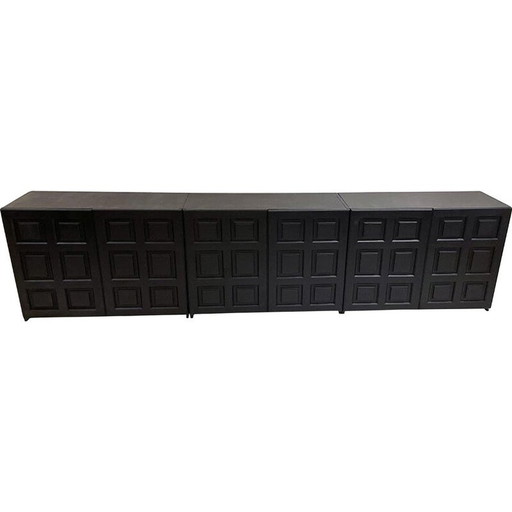 Buffet brutaliste noir Mid Century
