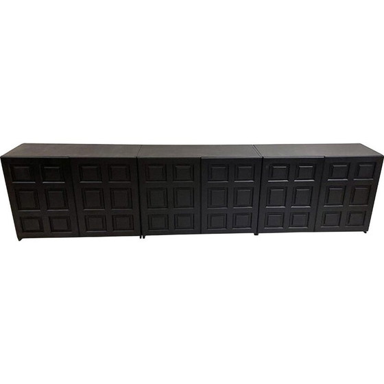 Image 1 of Buffet brutaliste noir Mid Century