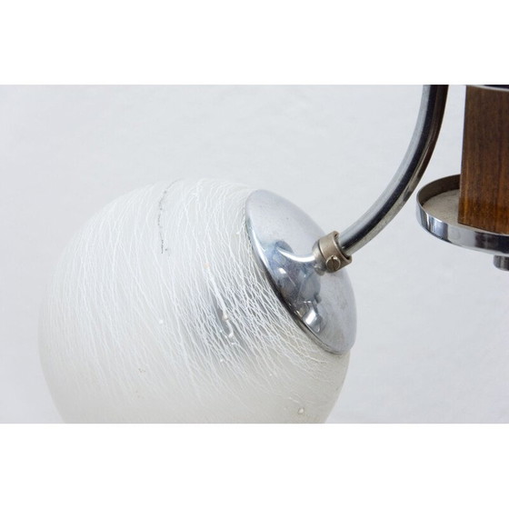 Image 1 of Lustre vintage art déco en bois et chrome, 1930