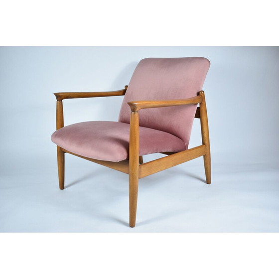 Image 1 of Fauteuil vintage E. Homa, velours rose années 1960