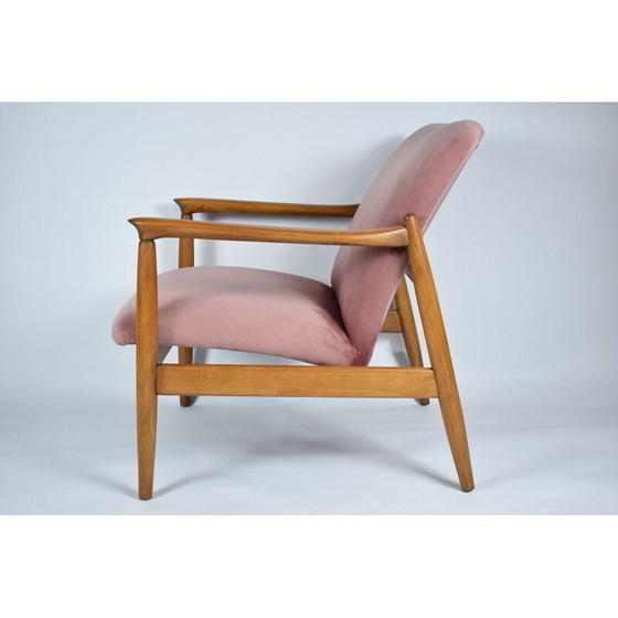 Image 1 of Fauteuil vintage E. Homa, velours rose années 1960