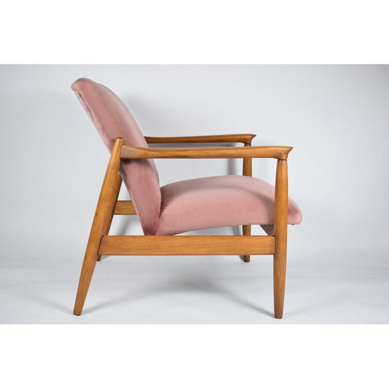 Image 1 of Fauteuil vintage E. Homa, velours rose années 1960