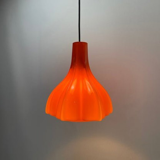 Lampe pendante Peill And Putzler - Verre orange en forme de fleur - 1960