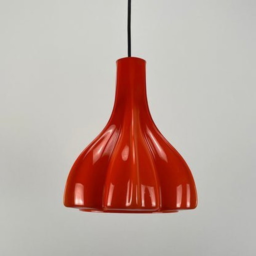 Lampe pendante Peill And Putzler - Verre orange en forme de fleur - 1960