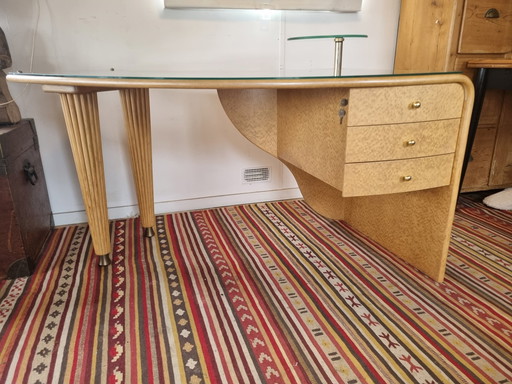 Bureau Vintage Boomerang Style Art Déco Erable