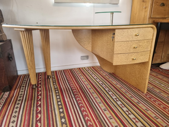 Image 1 of Bureau Vintage Boomerang Style Art Déco Erable