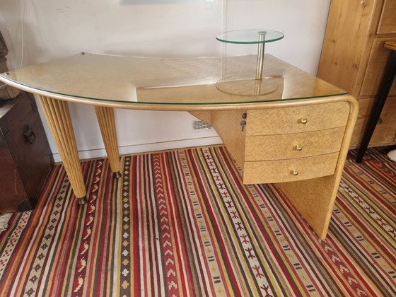 Image 1 of Bureau Vintage Boomerang Style Art Déco Erable