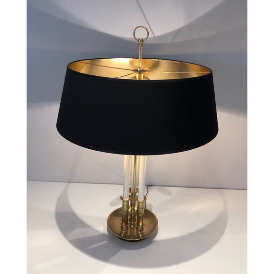 Image 1 of Paire de lampes vintage en laiton et laque blanche