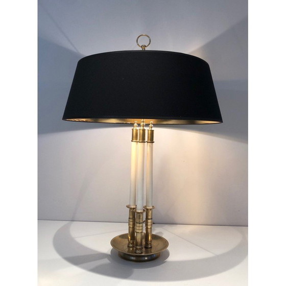 Image 1 of Paire de lampes vintage en laiton et laque blanche