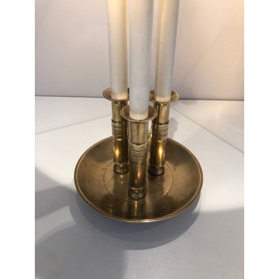 Image 1 of Paire de lampes vintage en laiton et laque blanche