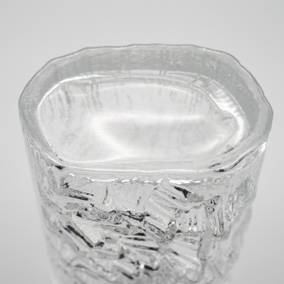 Image 1 of Rosenthal Martin Freyer Abstrait Brutaliste Op Art Vase en verre "Glasstruktur" 32Cm