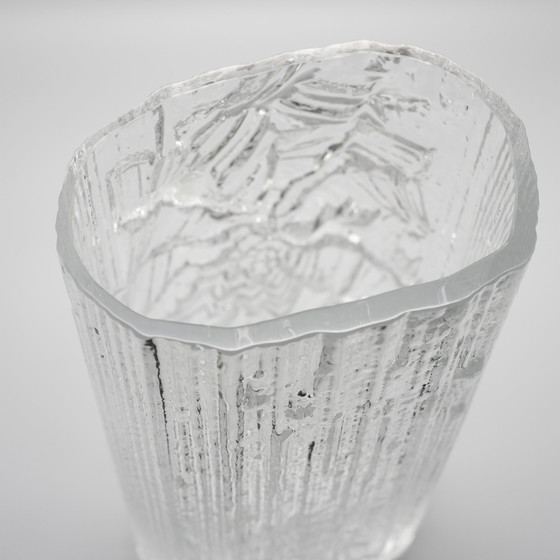 Image 1 of Rosenthal Martin Freyer Abstrait Brutaliste Op Art Vase en verre "Glasstruktur" 32Cm