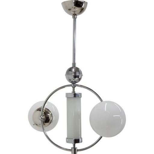 Lustre vintage en verre opalin, années 1930