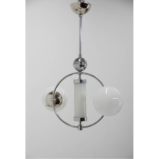 Lustre vintage en verre opalin, années 1930